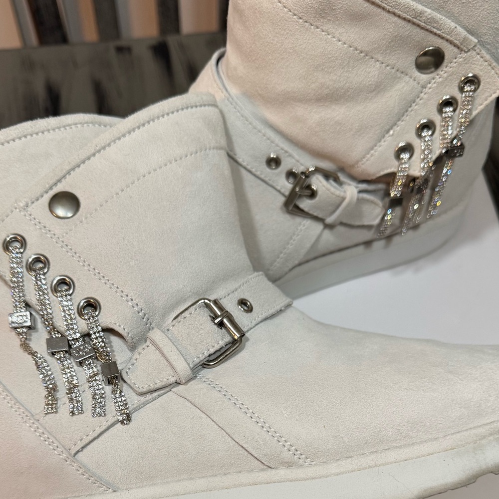 UGG Women's Karisa Everlasting Swarovski Glitter Charm Boots In White Size 10 - Picture 8 of 16